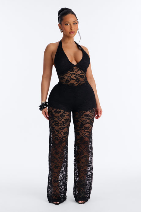 Morgan Lace Pant Set - Black
