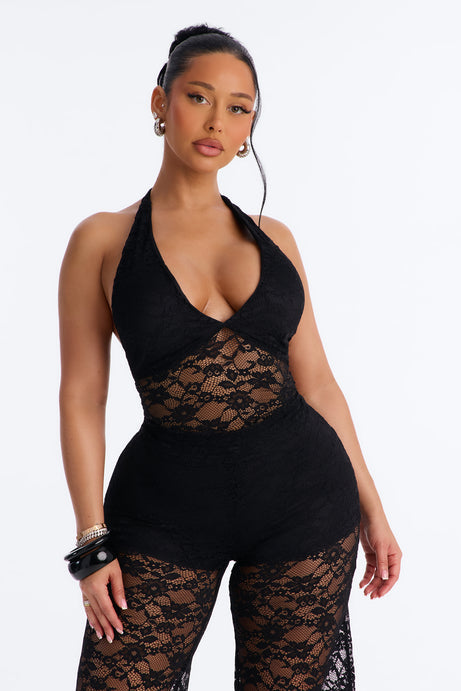 Morgan Lace Pant Set - Black