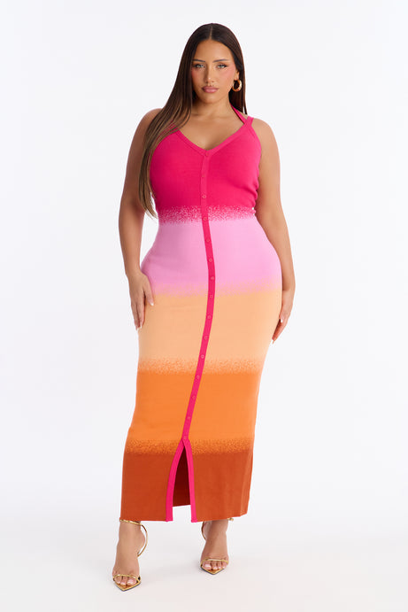 Like None Other Sweater Maxi Dress - Pink/combo
