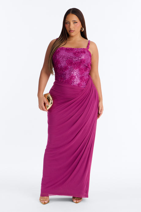 Kiss And Tell Embellished Gown - Magenta