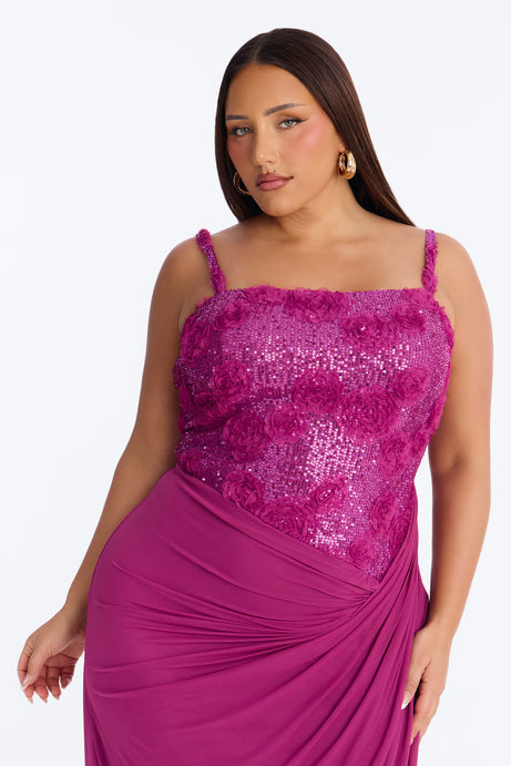 Kiss And Tell Embellished Gown - Magenta
