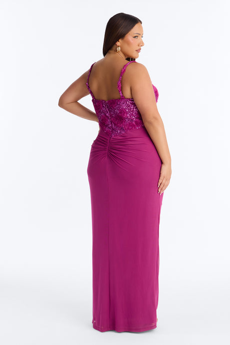 Kiss And Tell Embellished Gown - Magenta