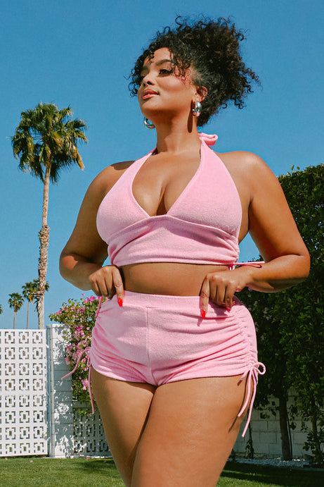 Sabrina Halter Terry 2 Piece Bikini - Pink