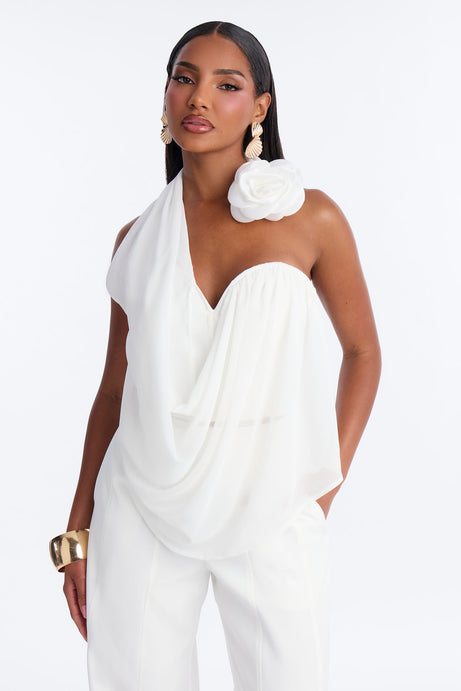 Celeste Bloom Draped Pant Set - White