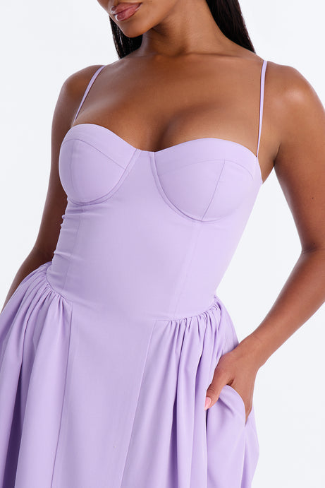 Sweet Love Corset Midi Dress - Lavender
