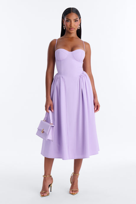 Sweet Love Corset Midi Dress - Lavender