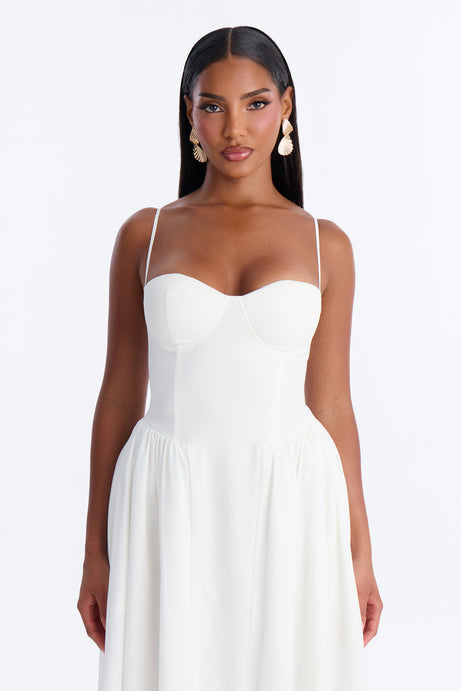 Sweet Love Corset Midi Dress - White