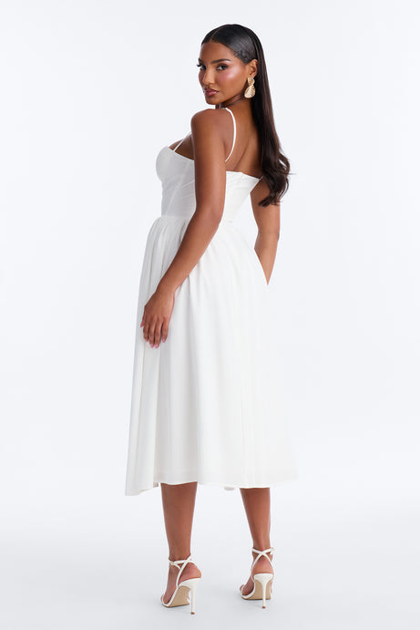 Sweet Love Corset Midi Dress - White