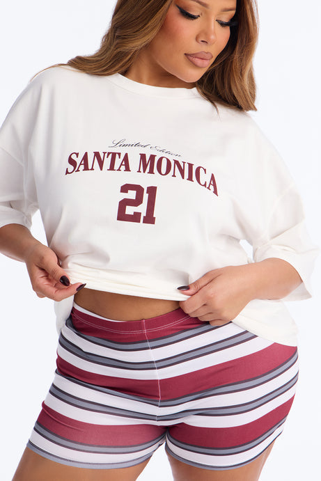 Santa Monica Summer Short Set - Burgundy/combo