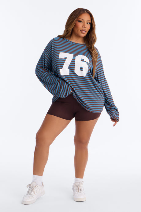 76' Chill Striped Biker Short Set - Blue/combo