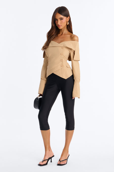 Olivia Off The Shoulder Trench Jacket - Khaki