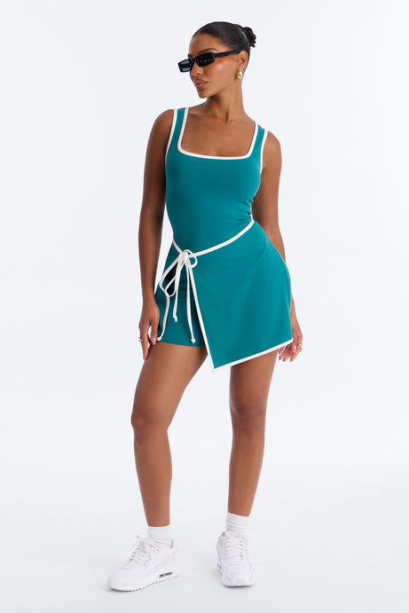 Match Point Tie Waist Romper - Hunter