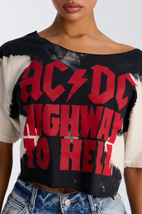 ACDC Bleached Off Shoulder Top - Black/combo