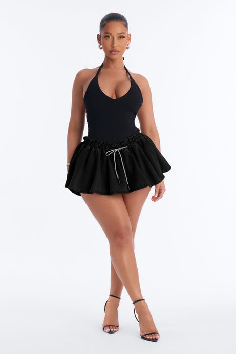 Sport Mode Washed Twill Micro Mini Skort - Black