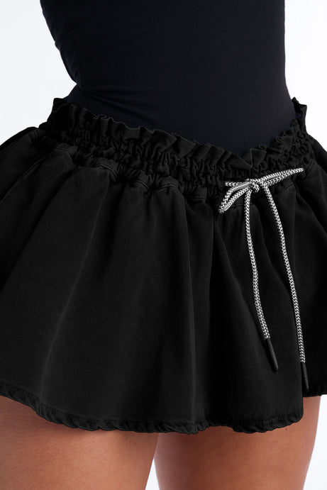 Sport Mode Washed Twill Micro Mini Skort - Black