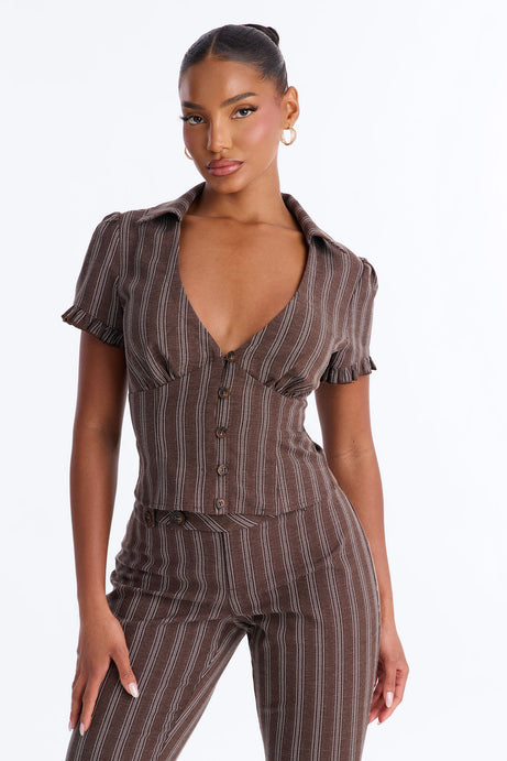 Mabel Striped Capri Set - Chocolate/Combo
