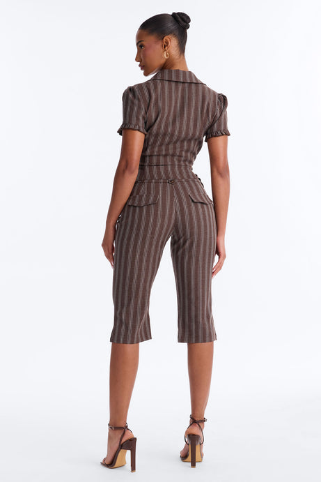 Mabel Striped Capri Set - Chocolate/Combo