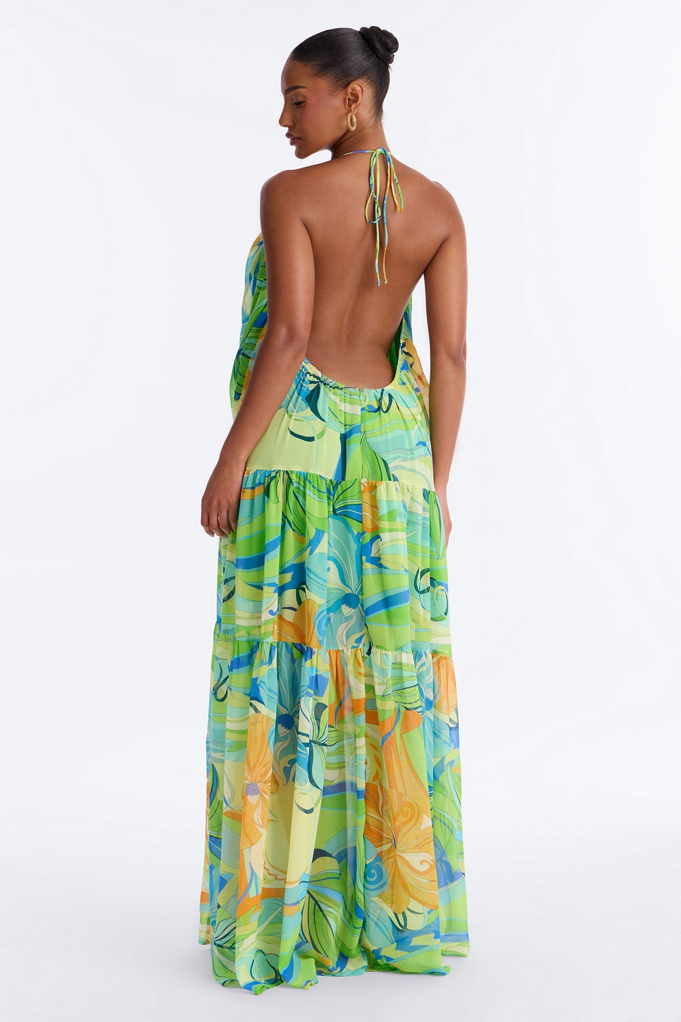 She's Expensive Chiffon Maxi Dress - Green/combo