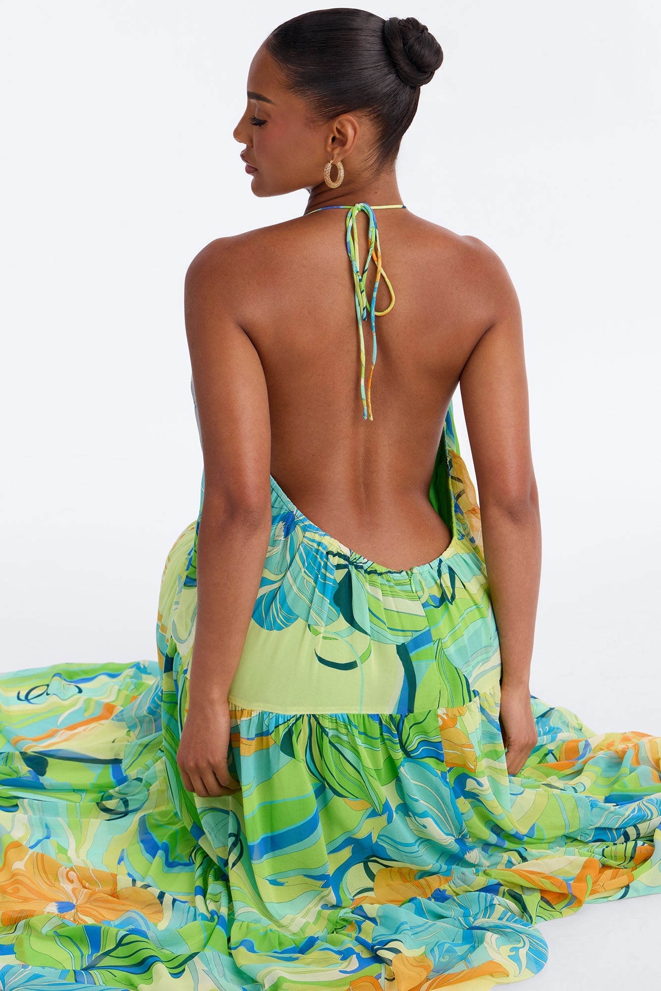She's Expensive Chiffon Maxi Dress - Green/combo