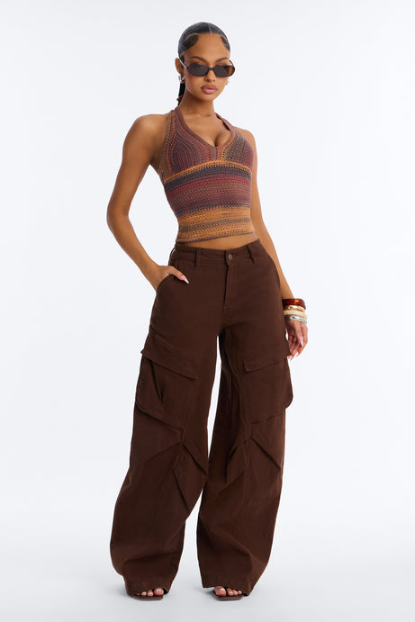 On The Horizon Crochet Halter Top - Terracotta