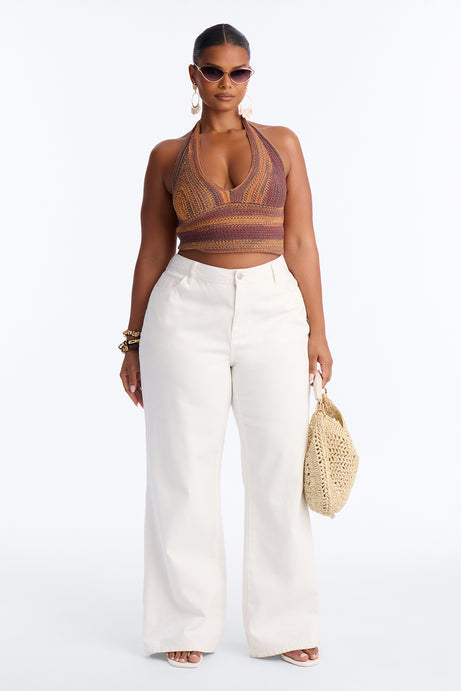 On The Horizon Crochet Halter Top - Terracotta