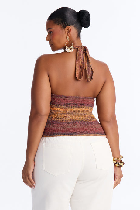 On The Horizon Crochet Halter Top - Terracotta