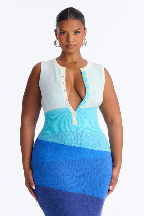 Liliana Sweater Maxi Dress - Blue/combo