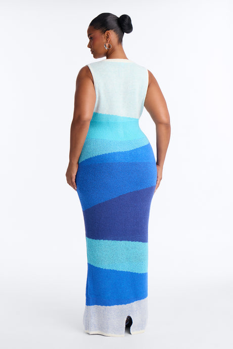 Liliana Sweater Maxi Dress - Blue/combo