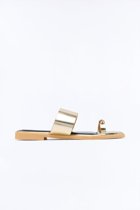 Kamila Hardware Toe Ring Sandals - Gold