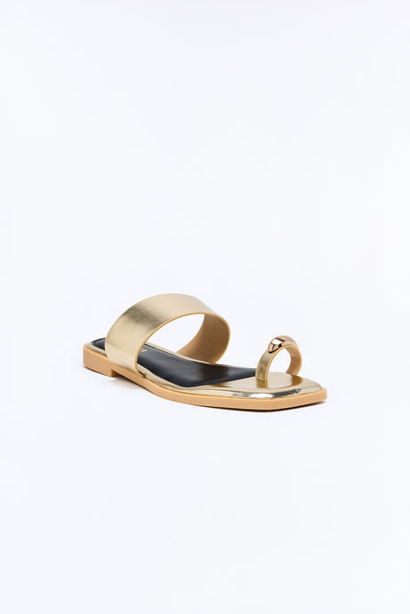 Kamila Hardware Toe Ring Sandals - Gold