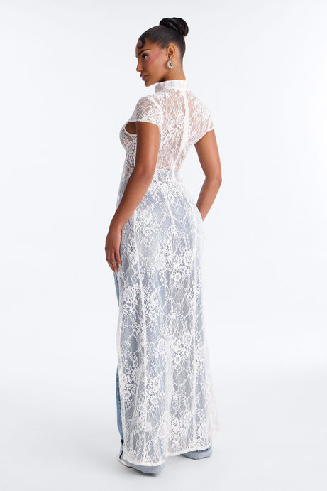 Tonight's Obsession Long Lace Top - White