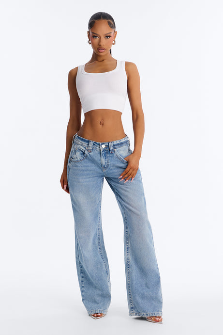 Malibu Low Rise Wide Leg Jeans - Vintage Wash