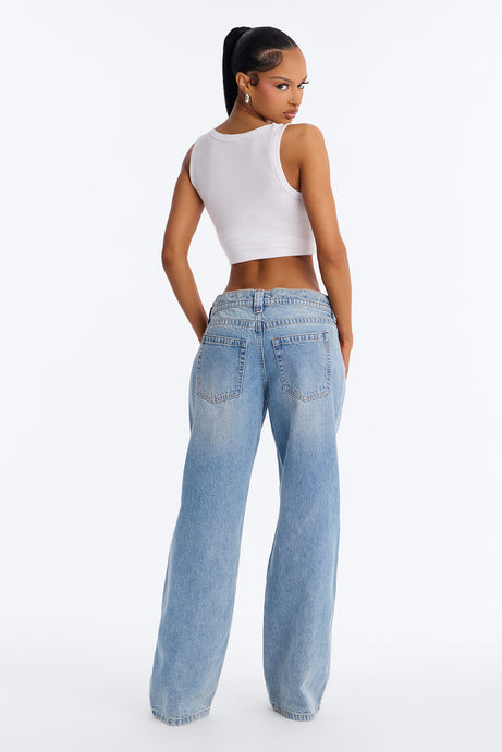 Malibu Low Rise Wide Leg Jeans - Vintage Wash