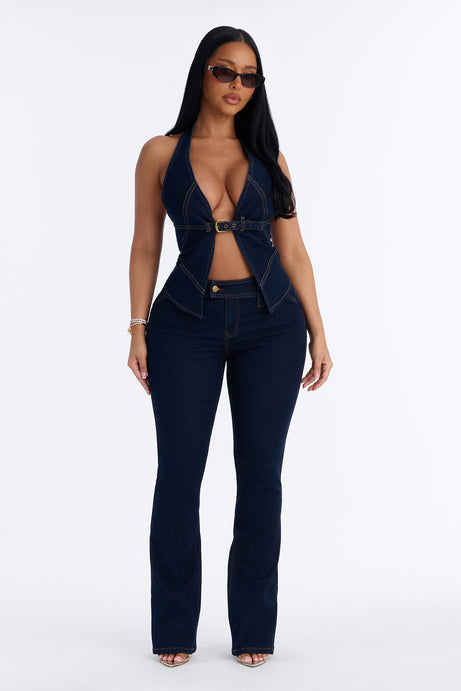 Hit It Compression Stretch Bootcut Jeans - Dark Wash