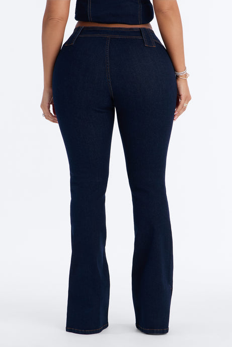 Hit It Compression Stretch Bootcut Jeans - Dark Wash