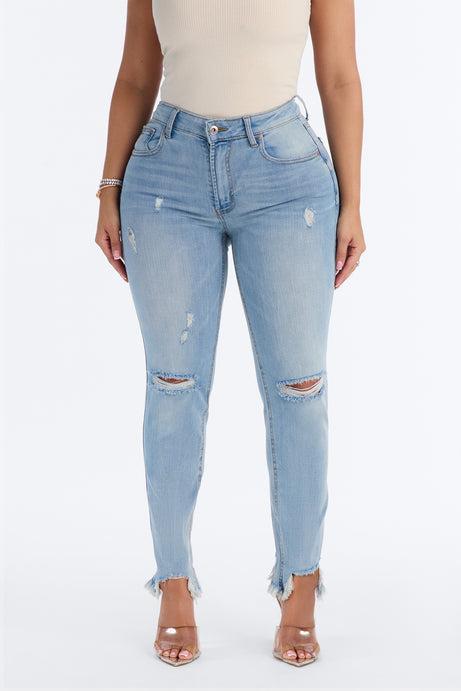 Sloane Stretch High Rise Ripped Skinny Jeans - Light Wash