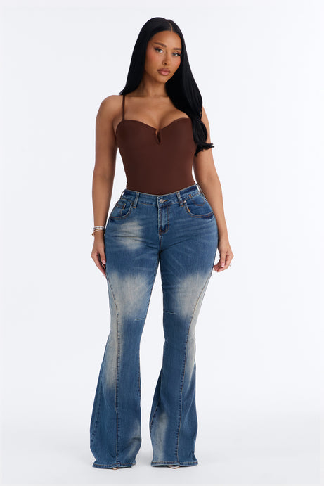 Taylor Sweetheart Padded U-Wire Sleeveless Bodysuit - Brown