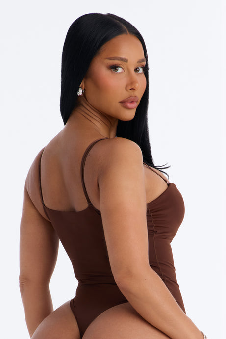 Taylor Sweetheart Padded U-Wire Sleeveless Bodysuit - Brown