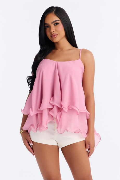 Nadia Ruffle Extreme Ruffle Cami Top - Light Pink