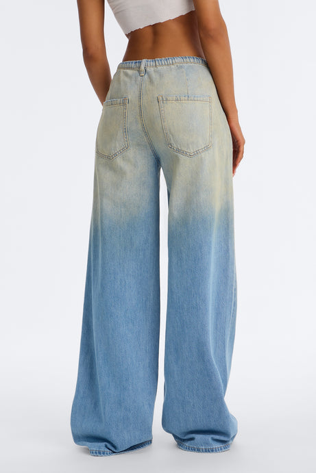 Rock The Boat Drawstring Baggy Jeans - Vintage Wash
