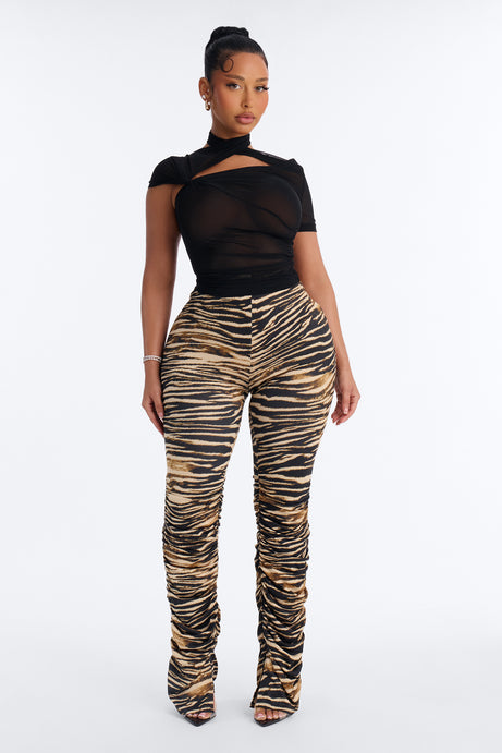 Labeled Luxe Stacked Skinny Pant - Tan/Multi