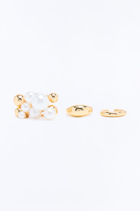Pop The Champagne 3 Piece Ring Set - Gold/combo