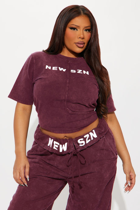 New SZN Washed Pant Set - Burgundy