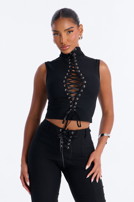 Laced Up And Living Capri Set - Black