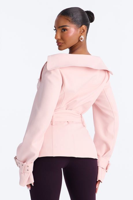 Georgina Off Shoulder Trench Coat - Pink