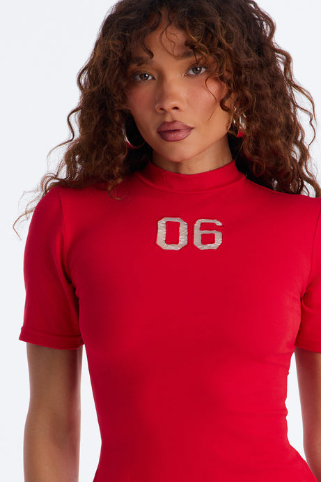 Sporty Vibe Ribbed Pant Set - Red