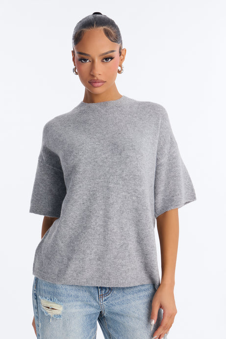 Odette Short Sleeve Oversized Sweater - Grey