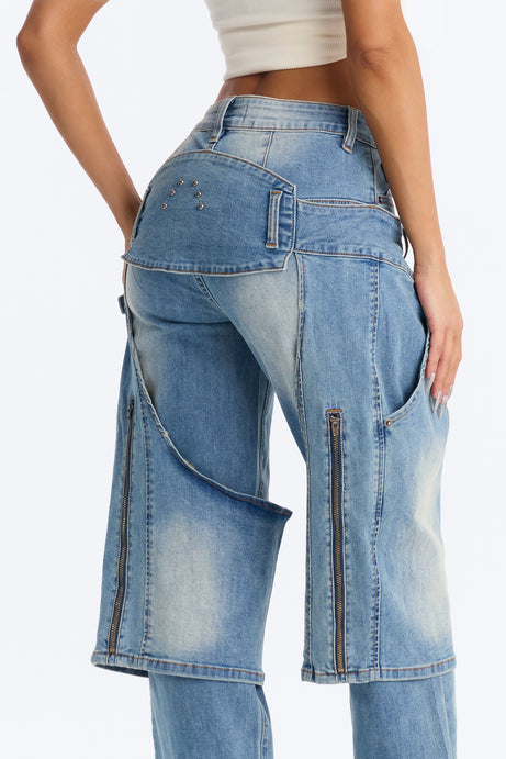 LA Showdown Chaps Straight Leg Jeans - Medium Wash