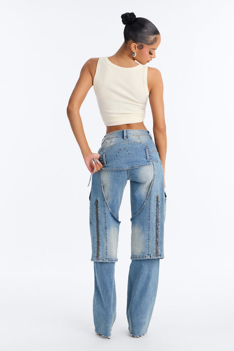 LA Showdown Chaps Straight Leg Jeans - Medium Wash