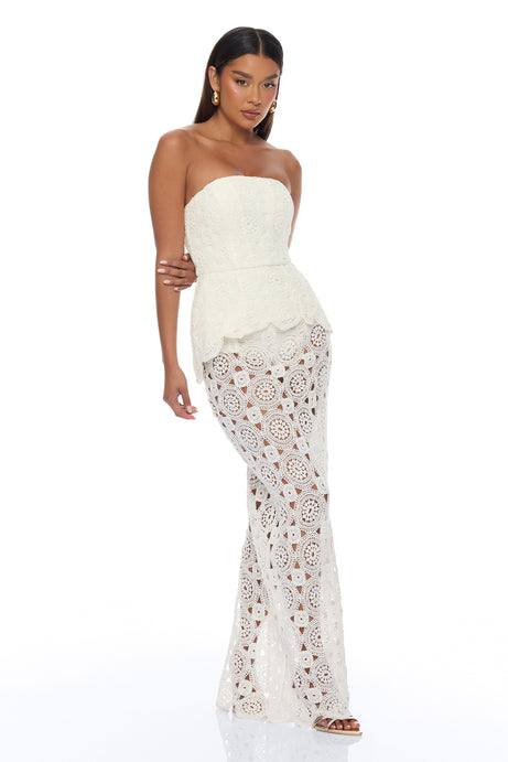 Coastal Muse Crochet Skirt Set - Ivory